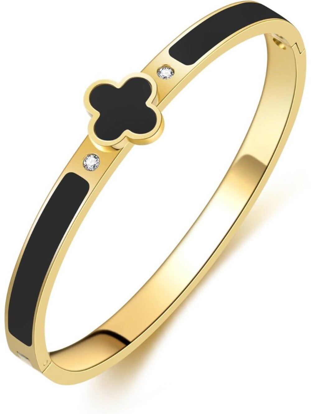 18k Gold Plated Stainless Steel Four Leaf Clover Bracelet for Women - Non-Tarnis